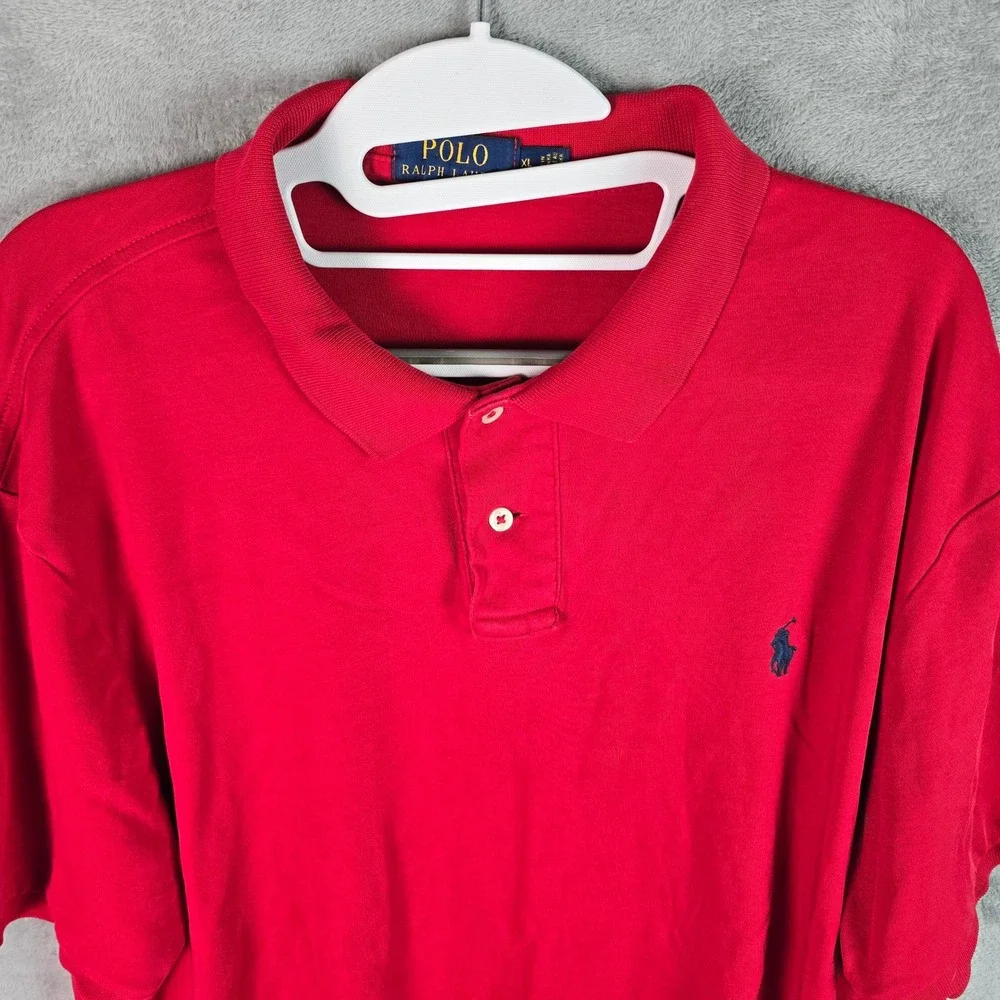 Polo Ralph Lauren Mens XL Red Short Sleeve Cotton Pique‎ Pony Logo Polo Shirt